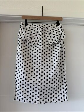 Grace Karin Black Polka Dot Midi Skirt on White